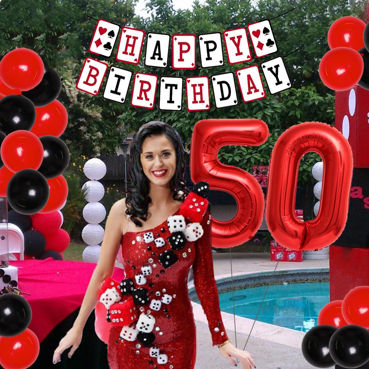 Amazon.com: Casino 50th Birthday Party Decorations, Number 50 Balloon,  Happy Birthday Banner and Cake Topper, Hanging Swirls for Adults Casino  Night, Poker Theme Party Supplies : Toys & Games