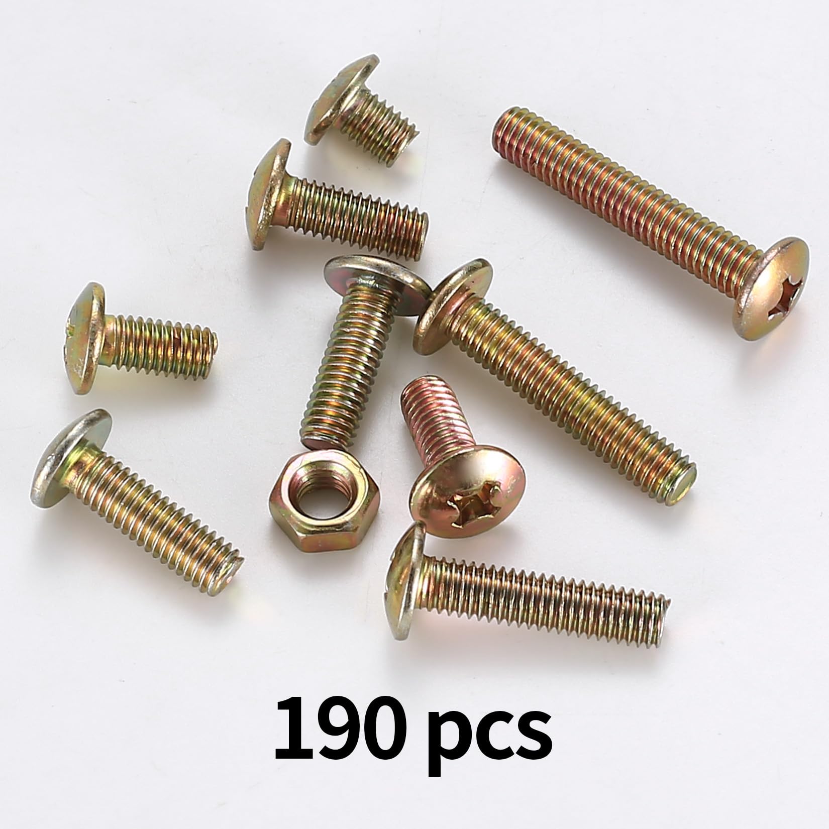 190 Pcs M6 Bolts and Nuts Set, Cross Pan Head Nuts and Bolts Set, Round Head Phillips Screws and, Assorted Machine Screws with Assortment for Home Office Industrial - Image 4