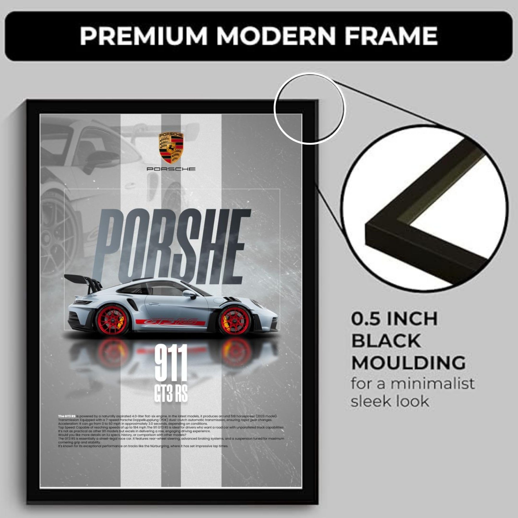 DAKSHESTRY ARTWORKS Porsche 911 GT3 RS Sports Car Modern Art Wall