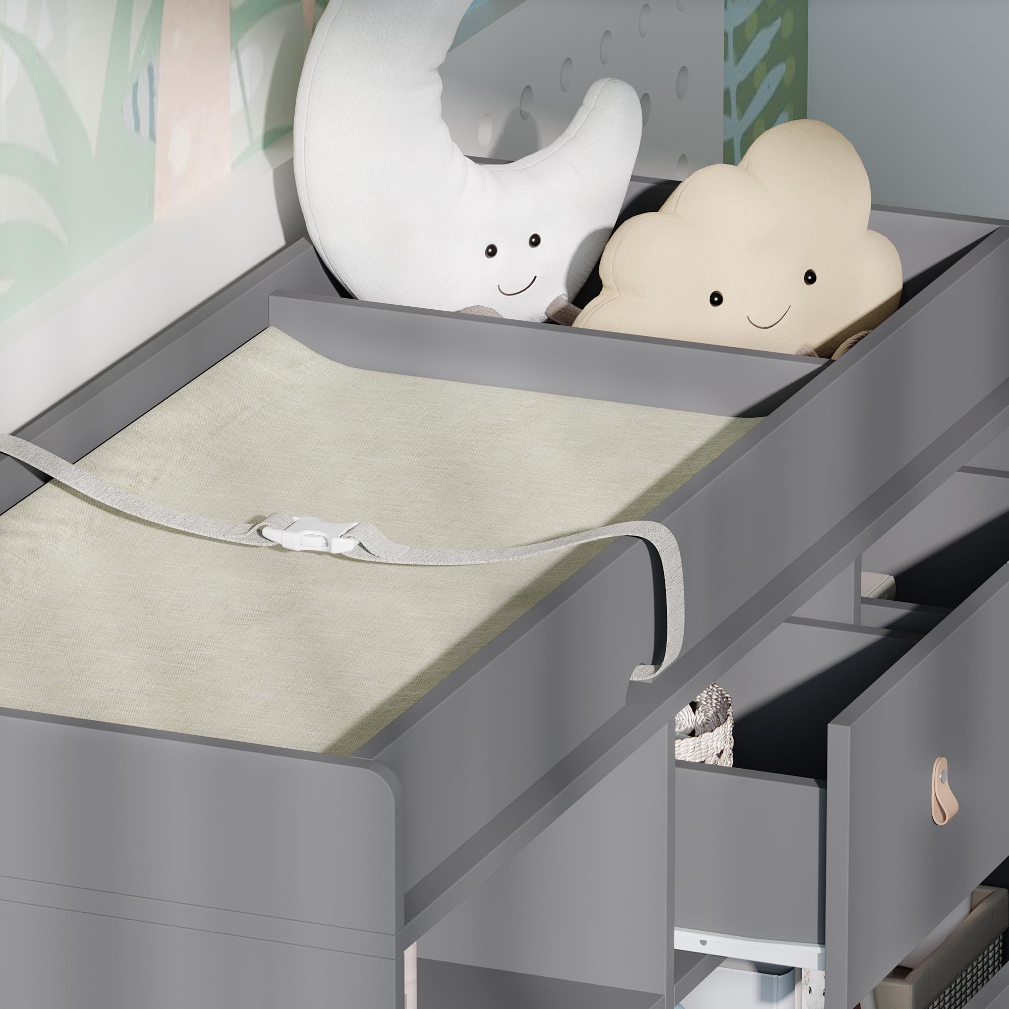 grey nursery dresser Amazon.com : ROMSHINE Baby Changing Table Dresser with 5 Drawers, Baby Nursery  Dresser with Tilt Out Laundry Basket, Infant Changing Station Organizer for  Nursery and Bedroom, Grey (45