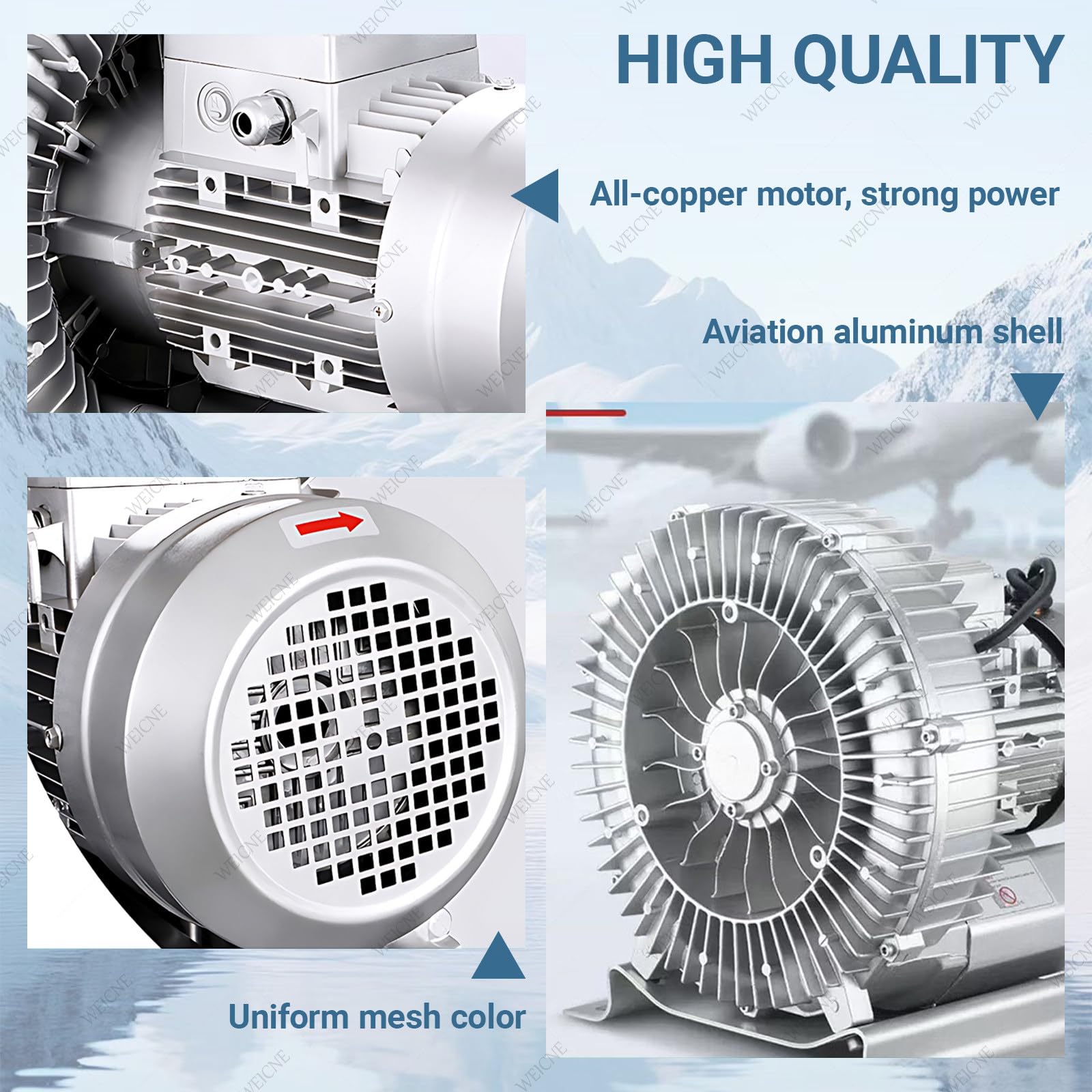 Soplador De Anillo Vórtice Monofásico, Soplador Regenerativo, Bomba De Aire Eléctrica, Soplador De Anillo, para Aireadores De Tanques Sépticos De Estanques Hidropónicos De Acuarios,180W