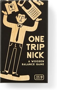 Brass Monkey One Trip Nick Balance Game Includes Ridiculous Grocery and Other Fun Shaped Wooden Pieces to Stack, 2+ Players