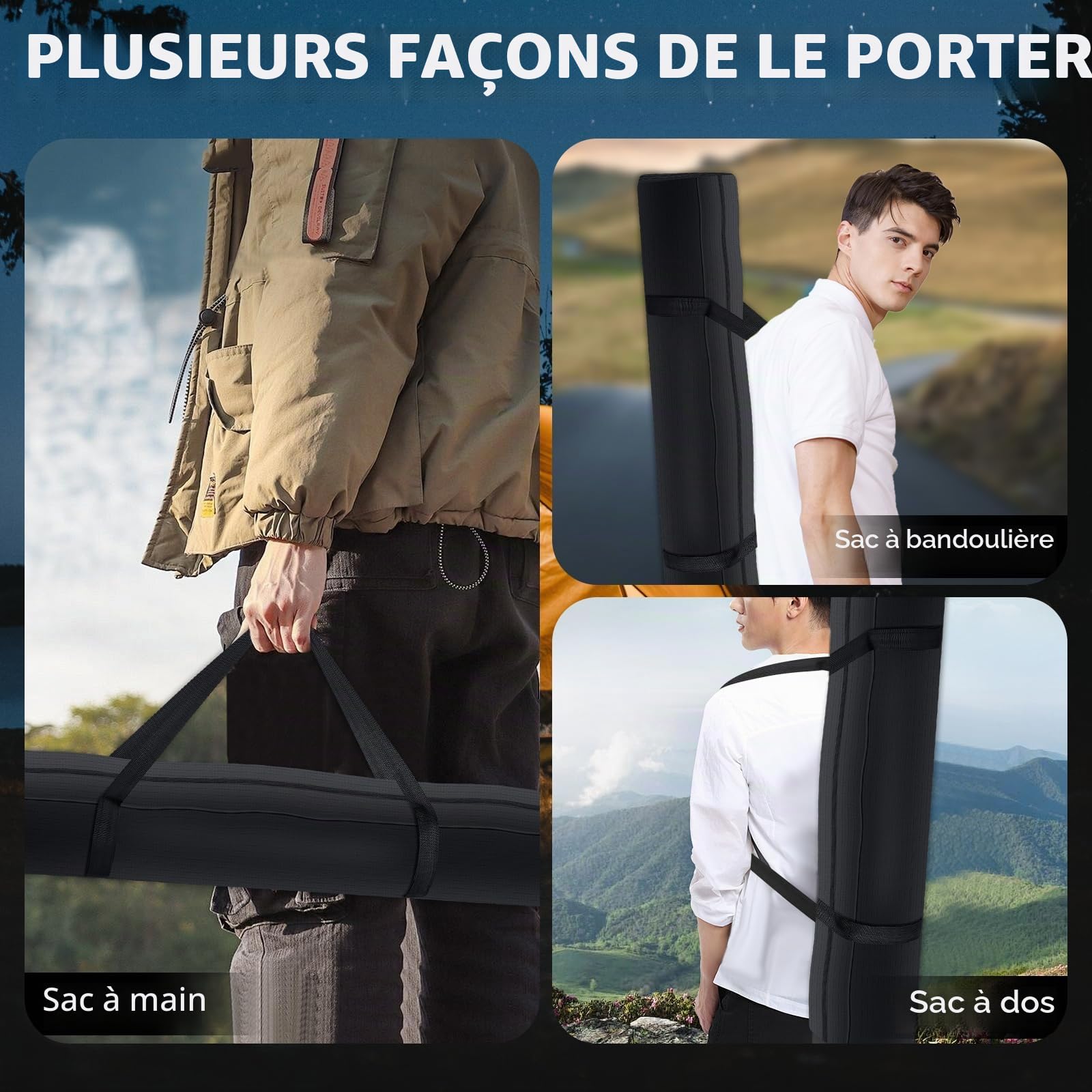 Zikenis Sac de Trépied 120×20 cm étanche pour Camping, Rangement Portable pour mât de Tente