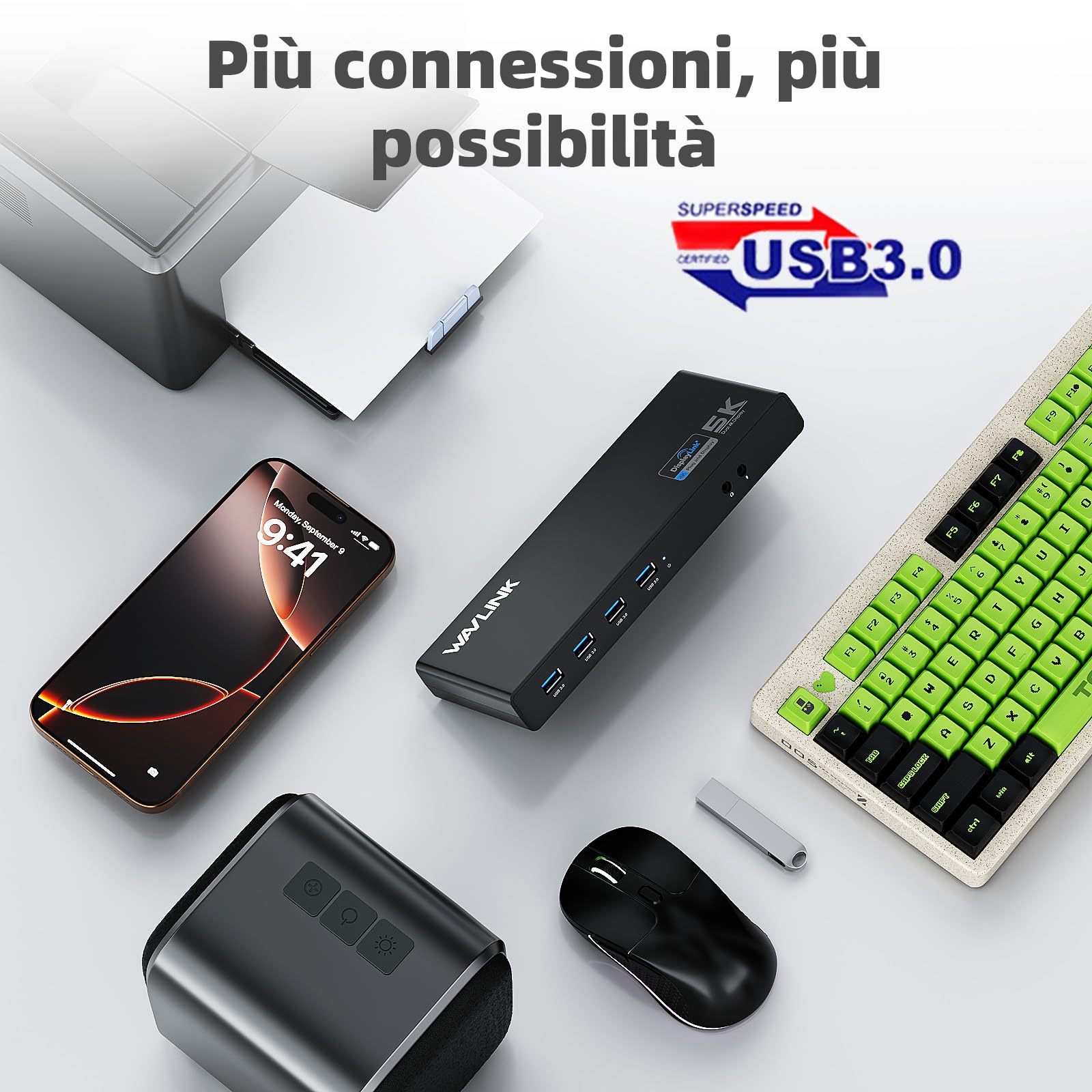 WAVLINK Displaylink Docking station universale USB C con 2 HDMI e DP 65 W PD, Gigabit Ethernet, 6 USB 3.0, audio, microfono, compatibile con Mac OS e Windows
