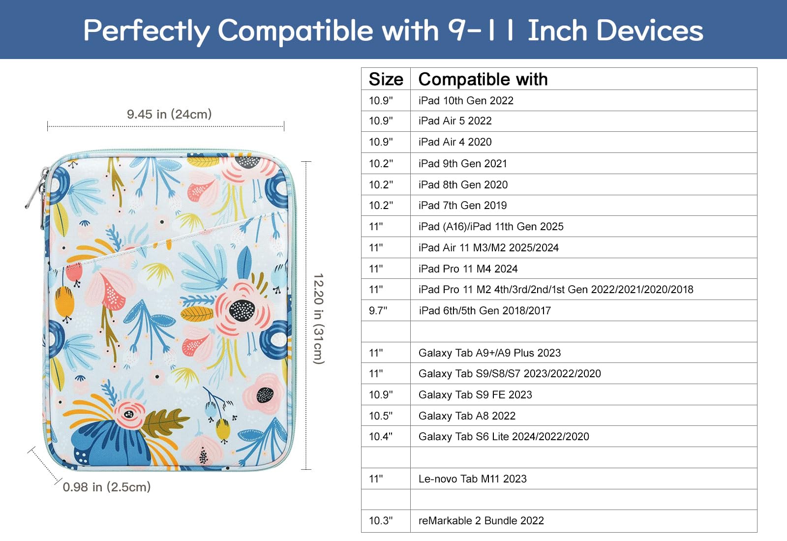 Dadanism 9-11 Inch Tablet Sleeve Bag Carrying Case for iPad 10th Gen 10.9, iPad (A16) 11