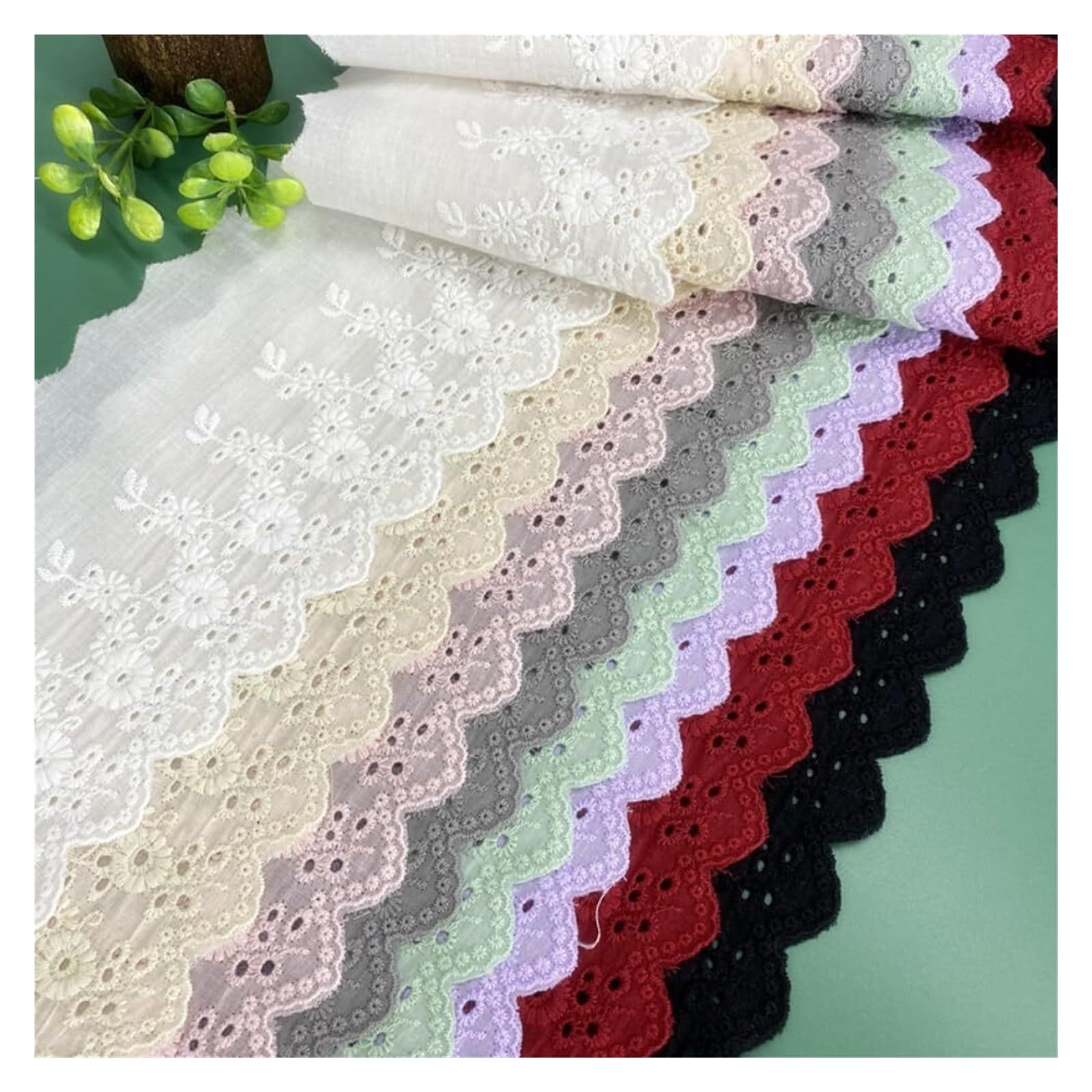 Ribete de encaje, tela de encaje, bordado hueco, ribete de encaje de algodón para costura, manualidades, cortinas de boda, caja de decoración (gris)