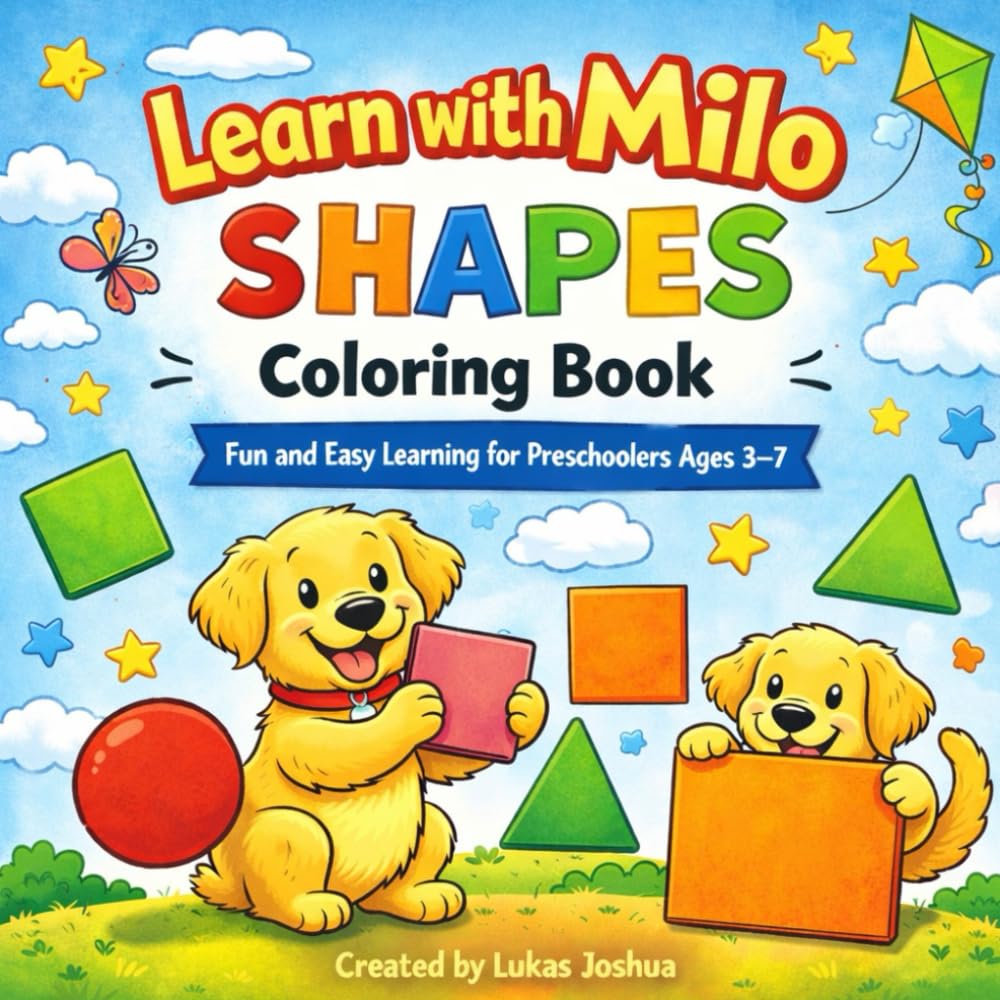 Learn with Milo: Shapes Coloring Book: Fun and Easy Learning for Preschoolers Ages 3–7