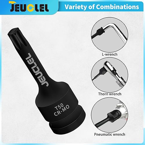 Vista 24 de Juego de llaves de vaso de impacto Torx Star de 6 puntos, T30 T40 T45 T50 T55 T60 T70 T80 1/2 pulgadas Kit de llaves Allen de accionamiento