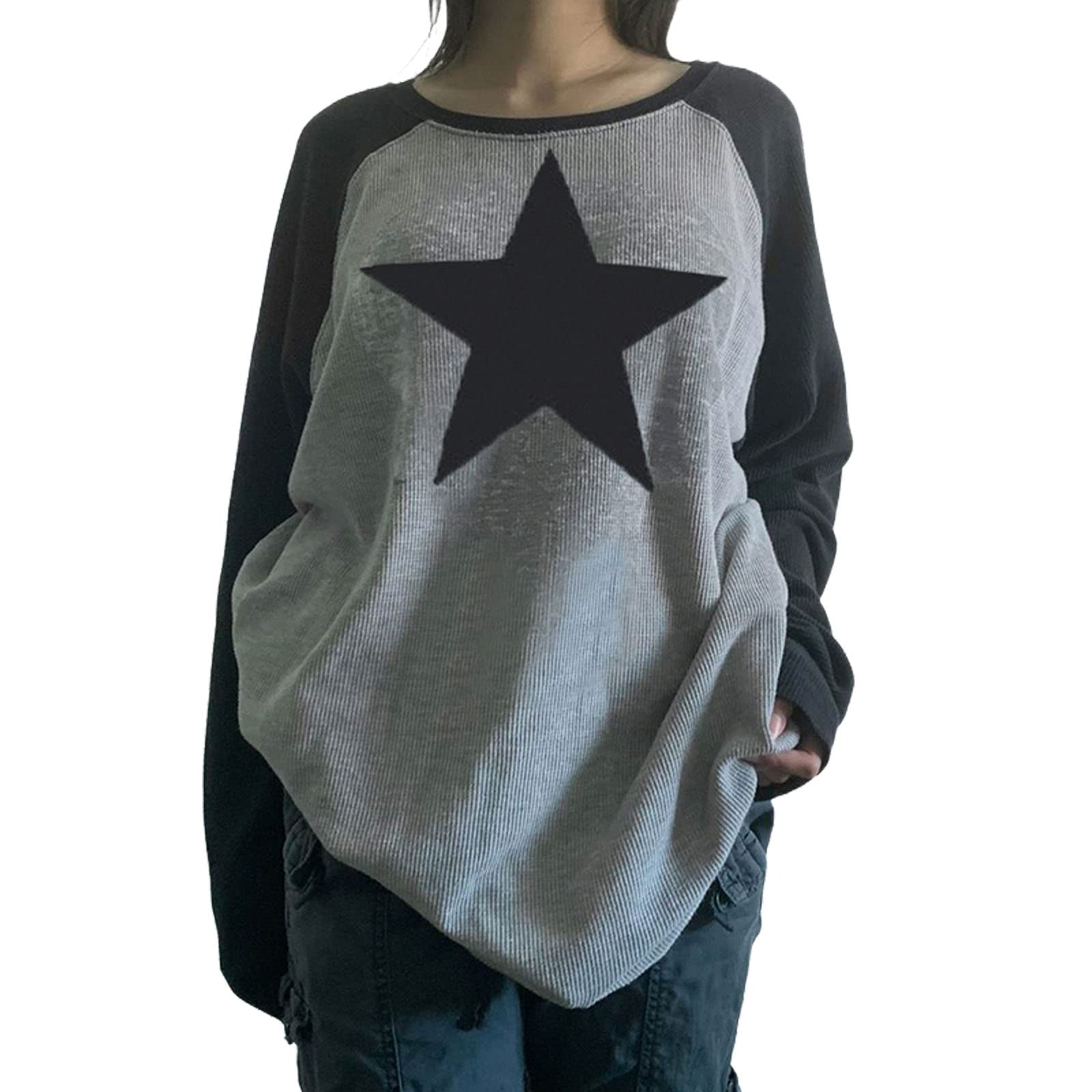 Women's Fairy Grunge Aesthetic Short Sleeve T-Shirts Vintage Star Graphic Print Tee Tops Casual Streetwear