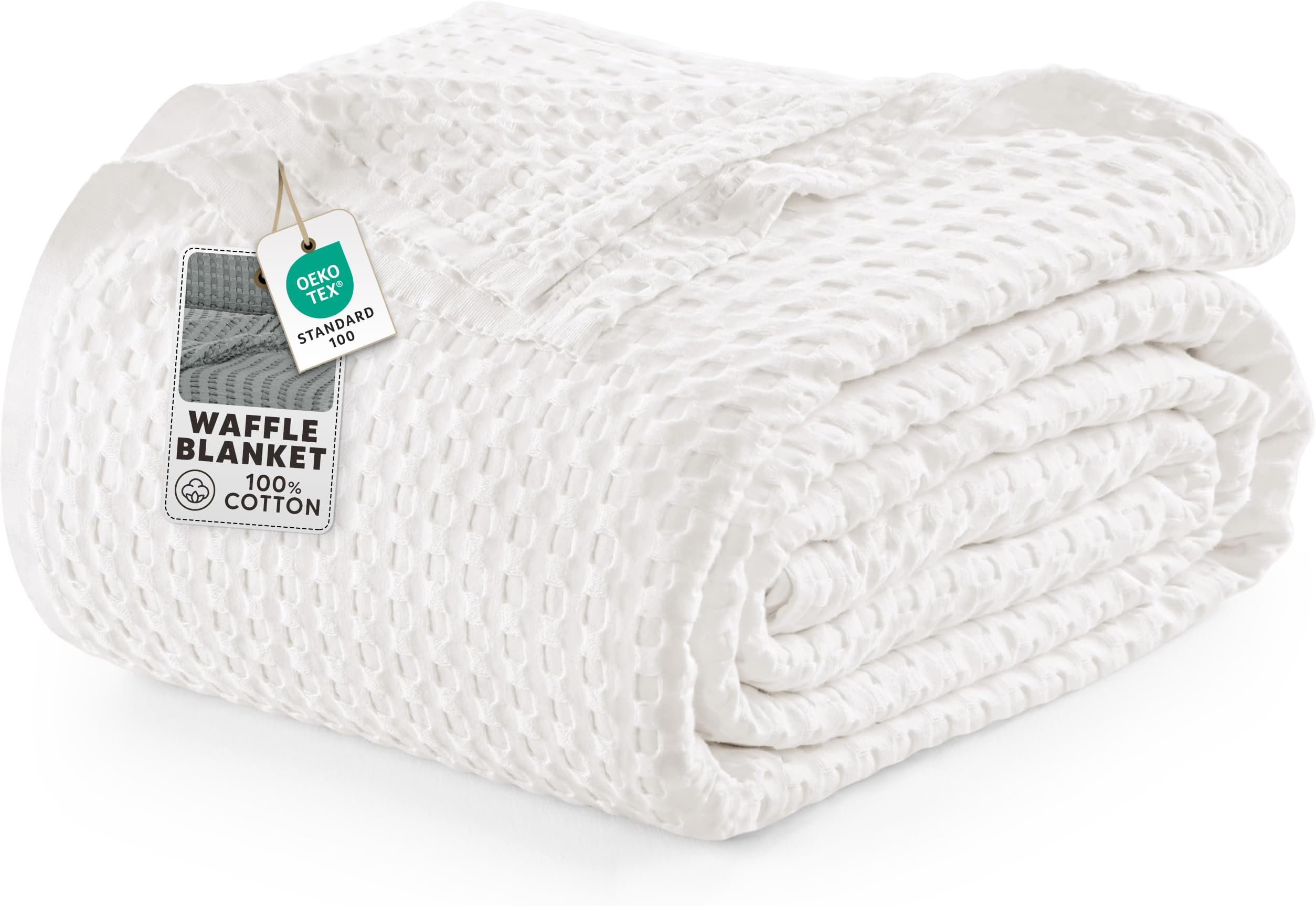Utopia Bedding 100% Cotton Waffle Blanket Queen Size White, 90x90 Inch | Lightweight Breathable Cozy Summer Bed Blanket Home Decor Gift for Women and Men