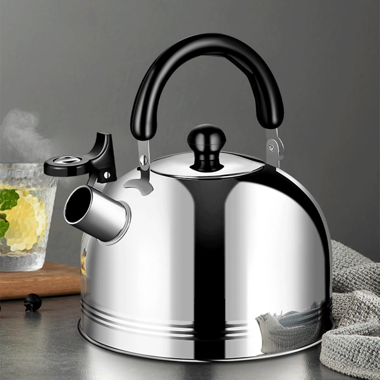 Hervidor Silbante Premium - Acero Inox 304 con Mango Ergonómico, Adaptable a Inducción, Gas, Eléctrico & Cerámica(3L)