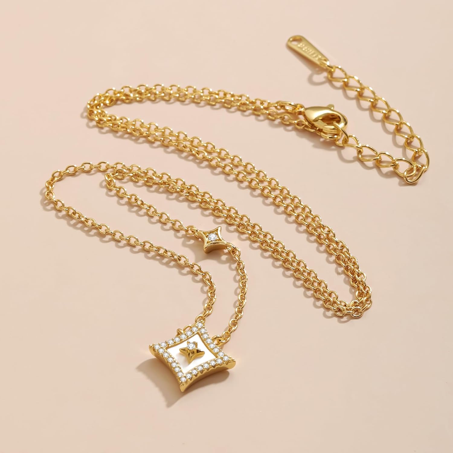 Shining Star Necklace | Shell Mother Of Pearl with Zircons | 18K Gold-Plated Copper Pendant Women's Lucky Necklace | Love Bravely - Image 6