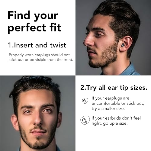 Miniatura 5 de Tapones para los oídos con cancelación de ruido para dormir, 45 dB, tapones silenciosos para protección auditiva con silicona suave y reutilizable,