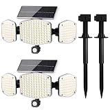 HAARAY Solar Motion Sensor Outdoor Lights with Stakes, In-Ground or Wall Mount, 270 Wide Angle Illuminatio