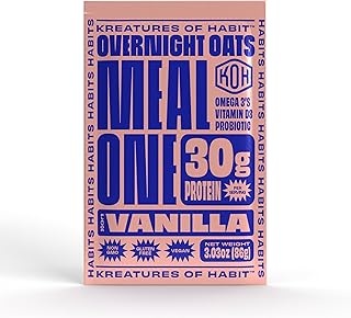 Kreatures of Habit MEAL ONE | Overnight & Instant Superfood Protein Meal Replacement | Gluten Free, Dairy Free, 30g of Plant Based Protein, With No Added Sugar | Vanilla | Pack of 7