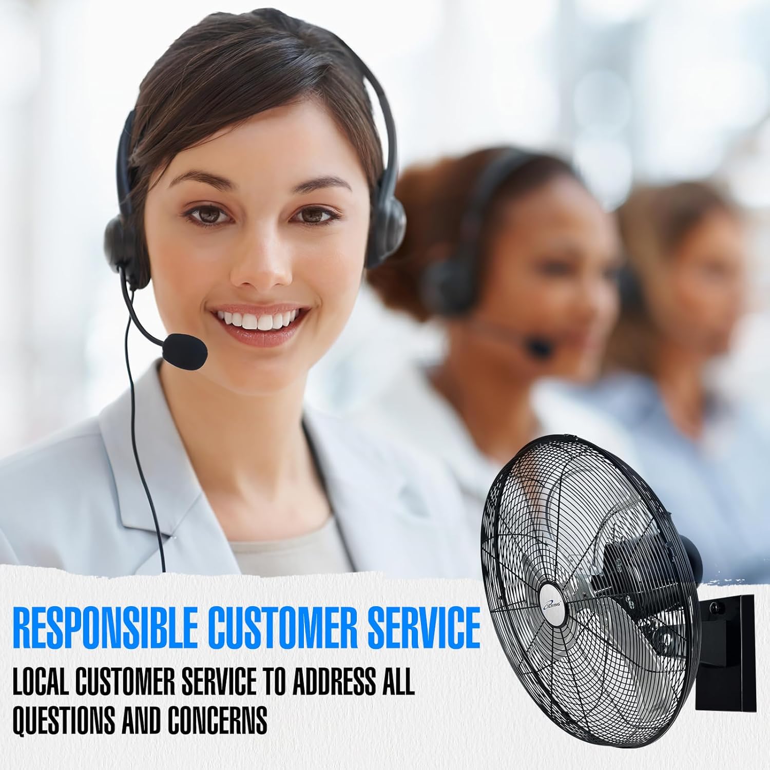 iLiving 18" Outdoor Oscillating High Velocity Wall Fan with 4150 CFM Heavy Duty Weatherproof Motor, Variable Speed Adjustment for Workshop, Garage, Patios, Commercial and industrial, 18 inch,Black