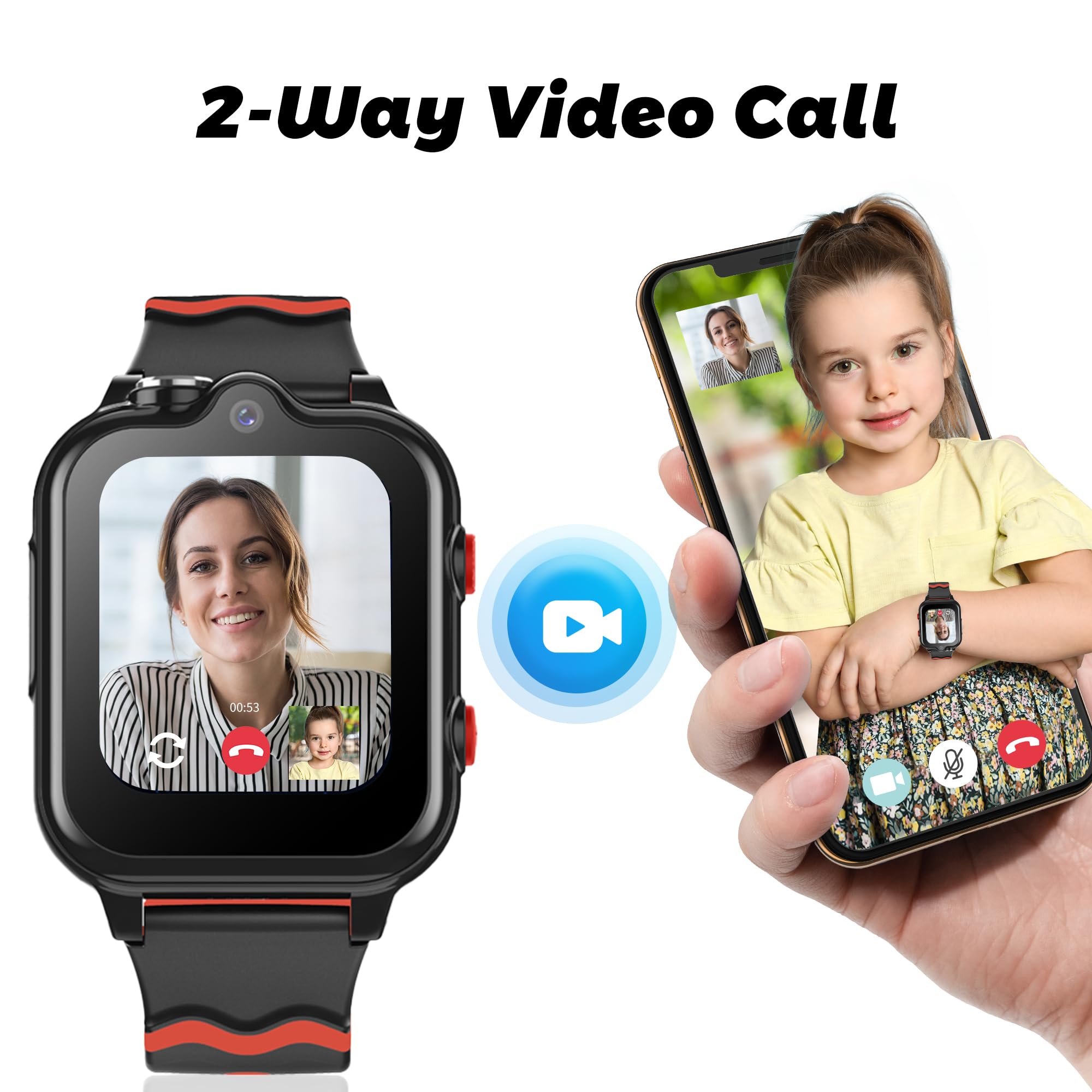 Carneedi Smartwatch Bambini GPS 4G Orologio Intelligente con WiFi Videochiamata SOS fotocamera Messaggio Modalità Classe Lettore Musicale Notifica Vibrazione Orologio Telefono per Ragazzi e Ragazze