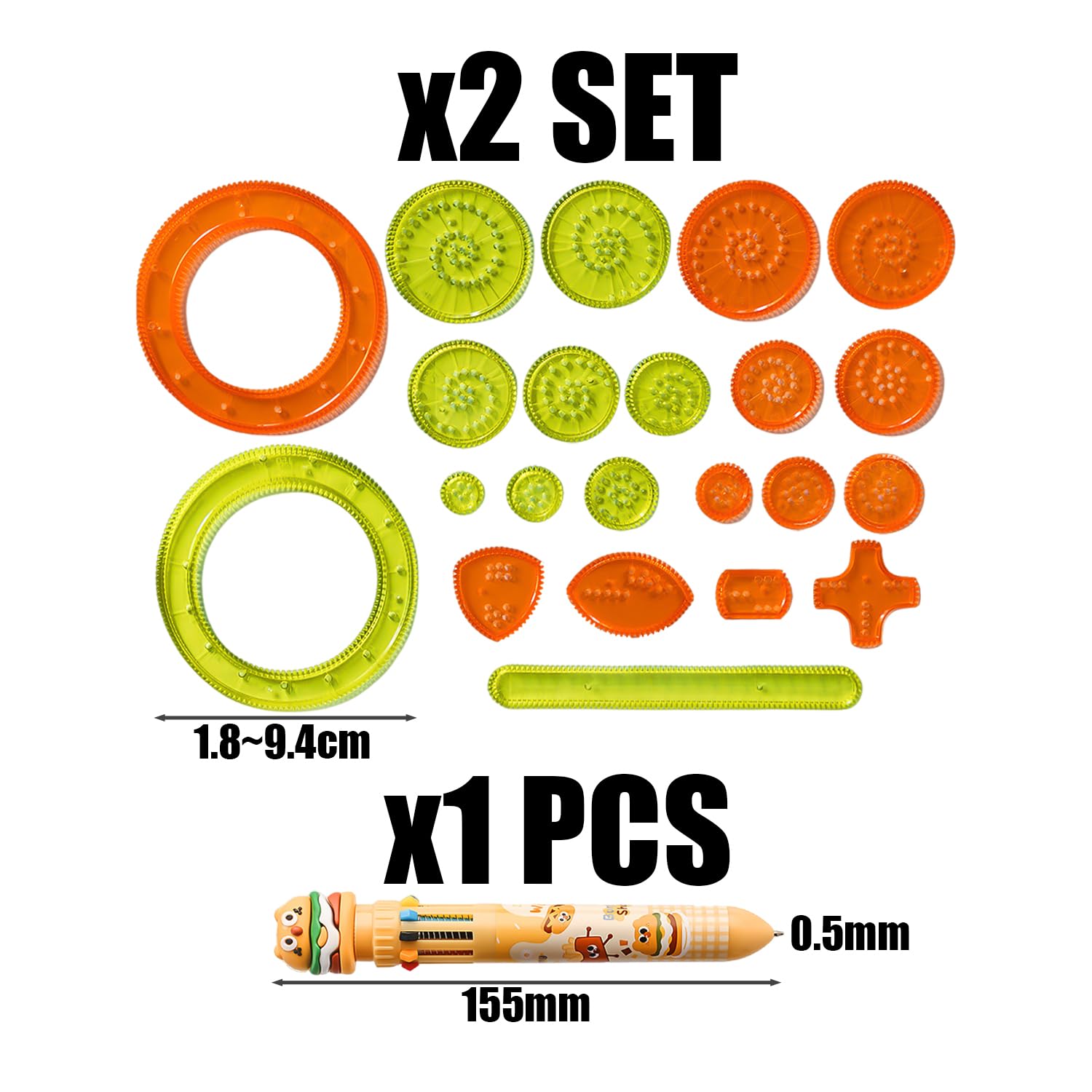 GDFHBD 44 Pieces Of Spiral Plotter, 1 Piece Of Ten-Color Ballpoint Pen, Multi-Function Painting Template Set - Image 2