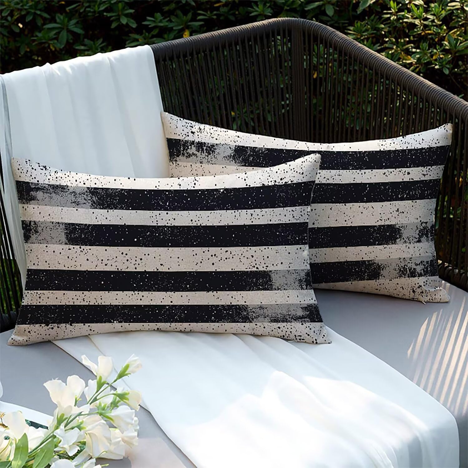 Coussins canapé protégés avec la housse lin 70x50cm imperméable double face Xlccaioo