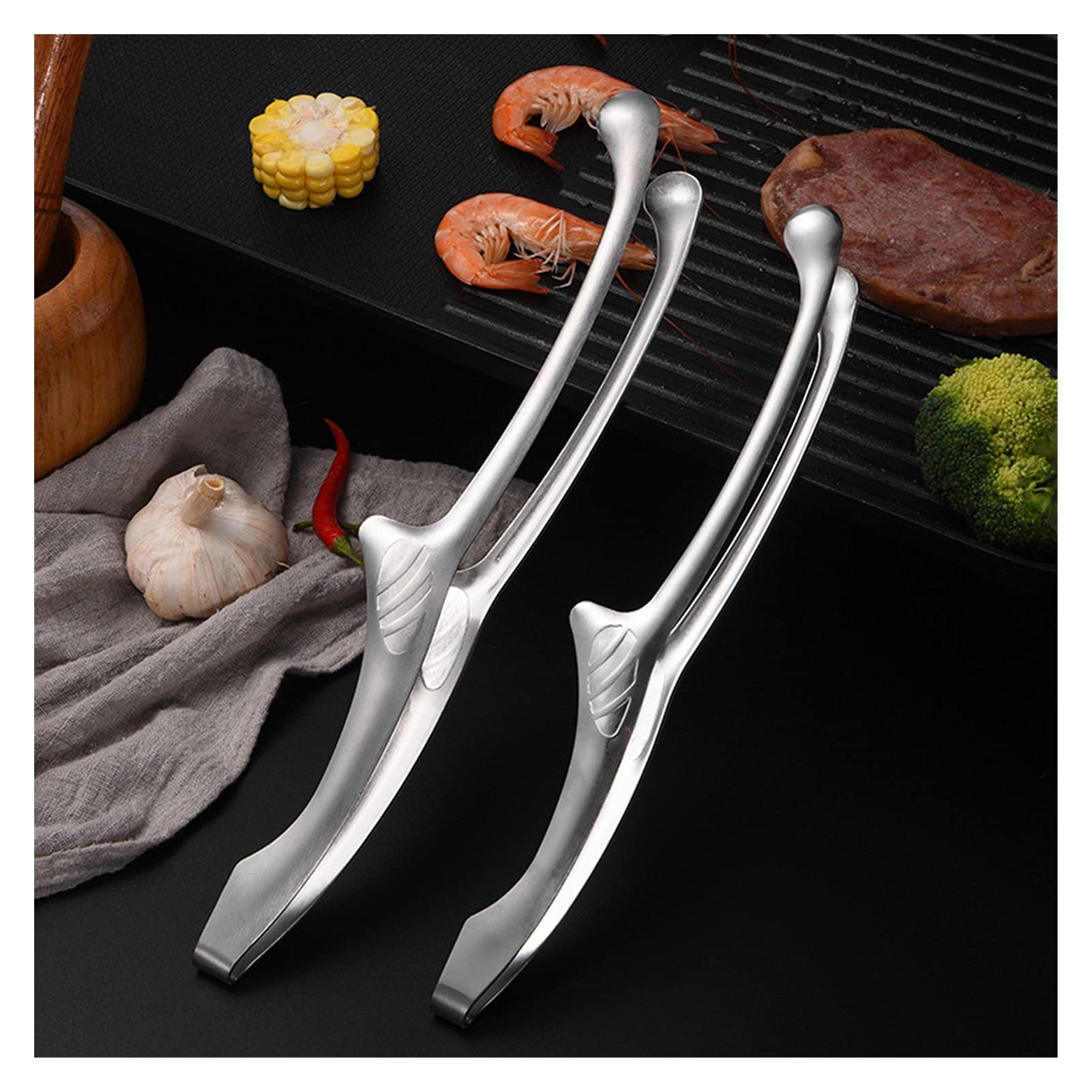 Grillzange aus Edelstahl – koreanische Grill-Clips, perfekt zum Grillen, Kochen, Backen und für den Außenbereich – robuste Küchenzange für Chef und Grillmeister