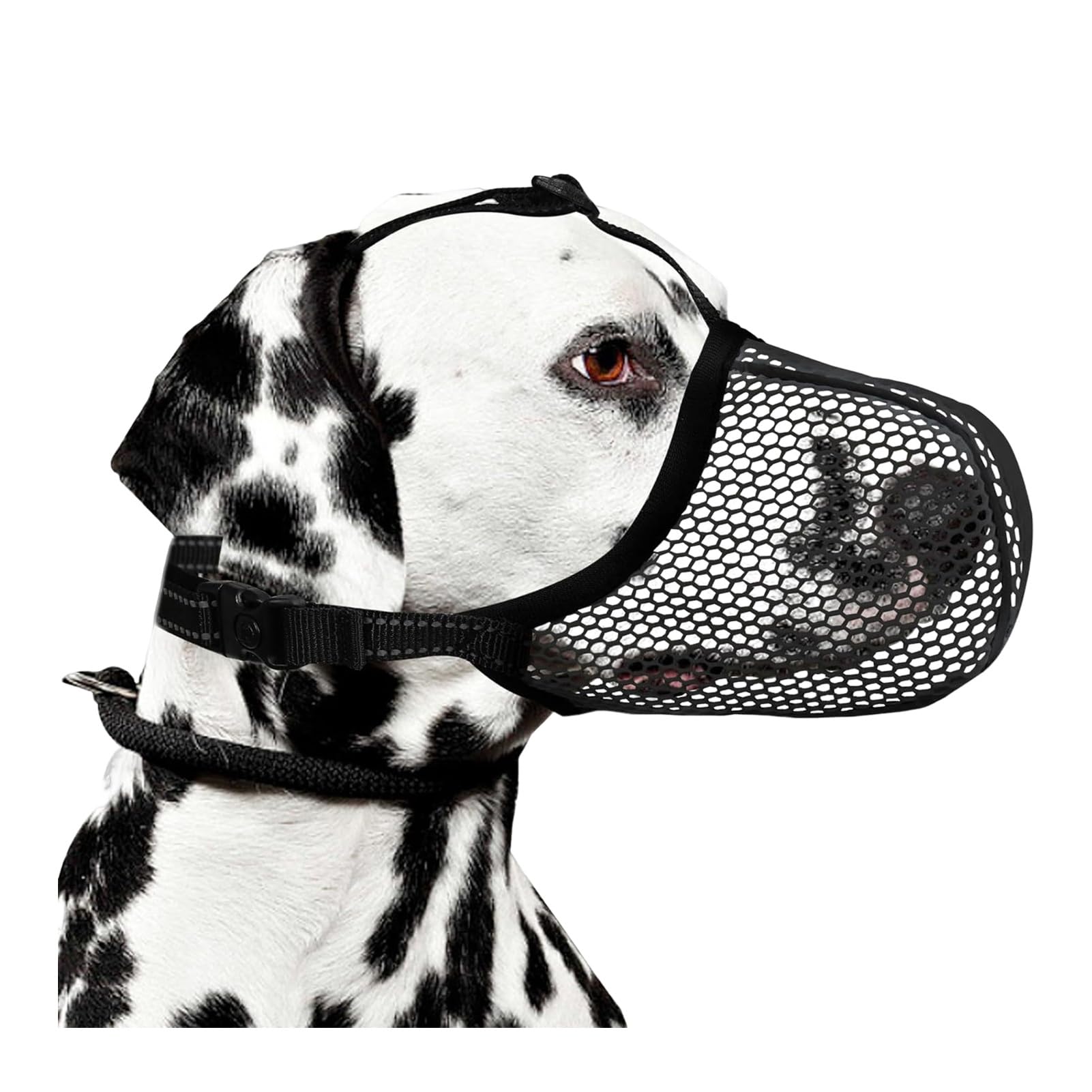Shienfir Soft Muzzle for Large Dogs Extra Dog Breathable Mesh Anti Barking Chewing Biting Adjustable Reflective Nylon Black XL