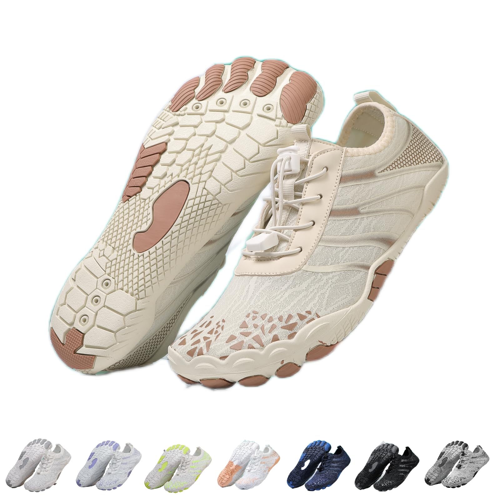 Hike Barefoot Shoes Women, New hike shoes Women Men , Breathable & Non-Slip trail Athletic Footwear, comfortable breathable non-slip wide-toe box water shoes (Beige, Adult, Men, 7, Numeric Range, US Footwear Size System, 7.5, Medium)