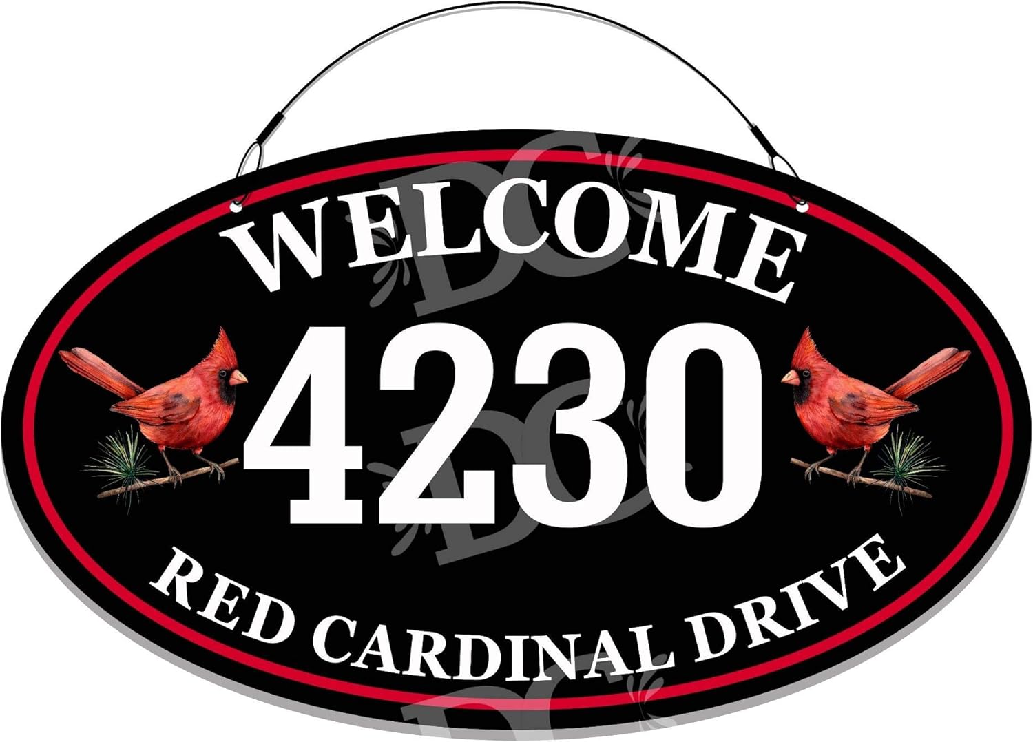 Red Cardinals Themed Home Address Small Size Welcome Sign