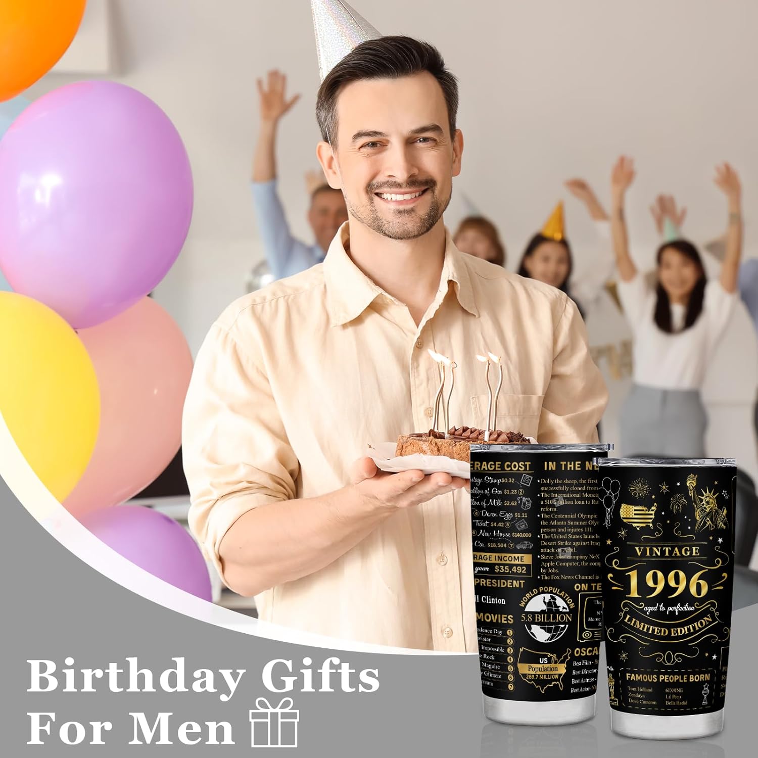 30th Birthday Gifts for Her/Women Him/Men, 1996 Birthday Tumbler 20oz, Best Gifts for 40 Year Old, Funny 30th Birthday Gifts for Women Men, 1996 Birthday Stainless Steel Tumbler 20oz - Image 6