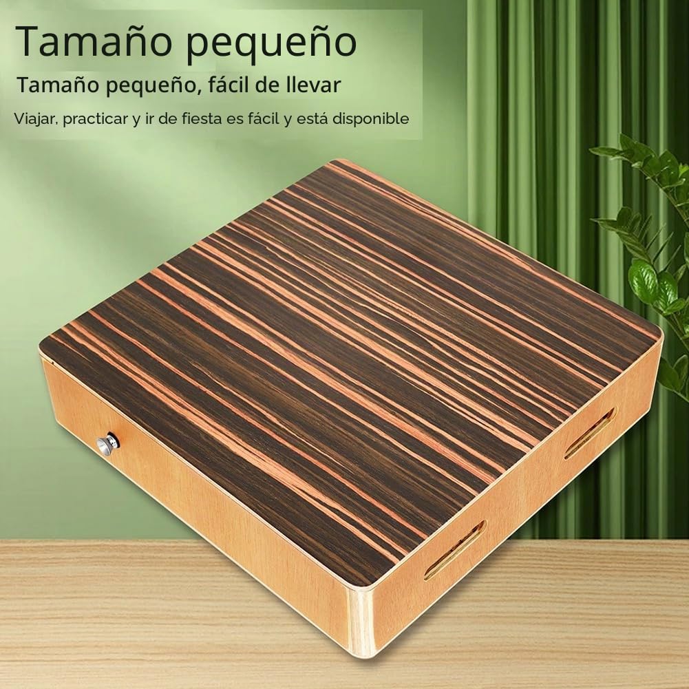 Tambor de Cajón de Viaje, Cajón de Madera Grueso de Tono Ajustable Portátil con Correa Ajustable, Kit de Instrumentos de Percusión