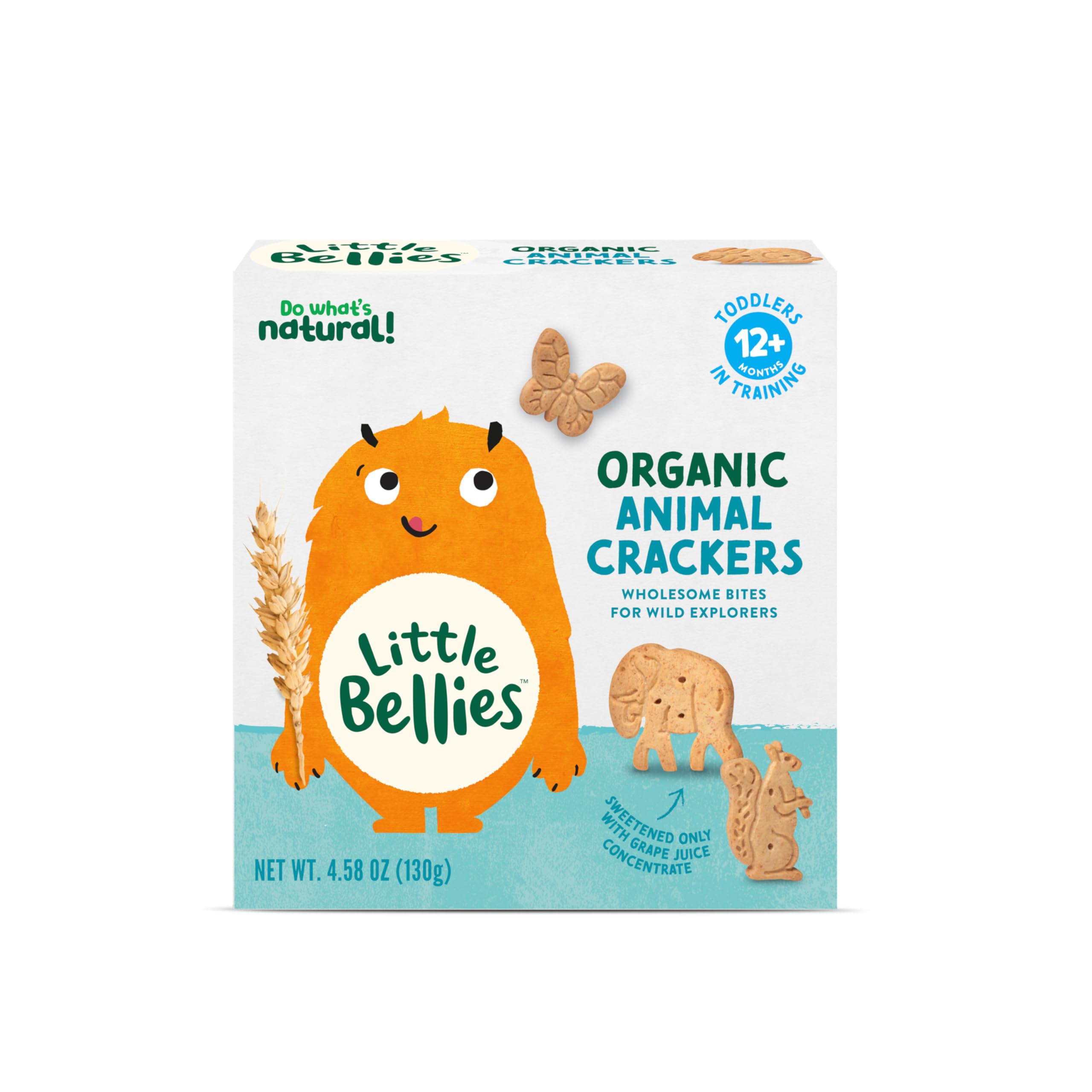 Little Bellies Organic Animal Crackers Toddler Snack (Pack of 5 x 4.58 oz Individual Packs)