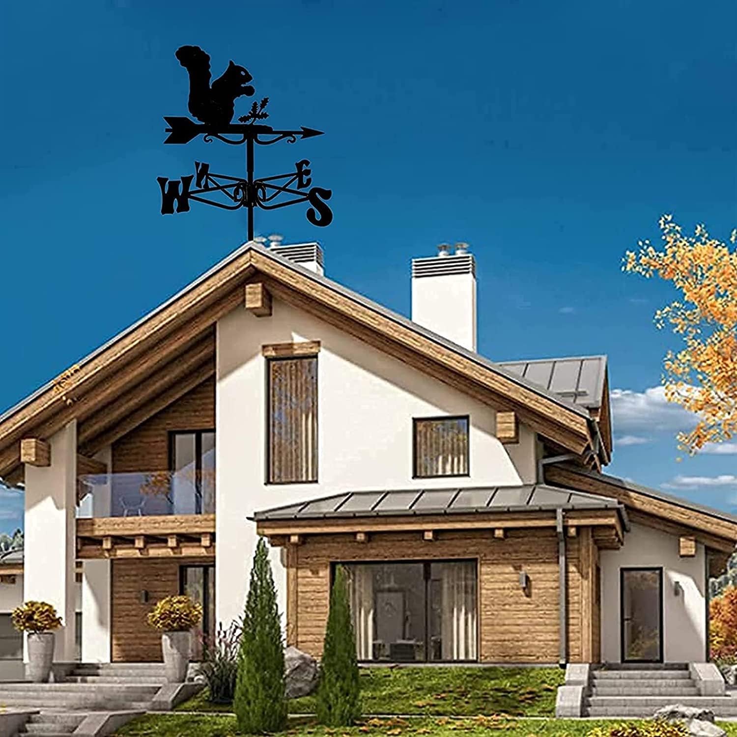 Retro Durable Squirrel Weather Vane Watchtower Weathervane Measuring Tools Stainless Steel Outdoor Garden for Garden Mount Yard Decoration Watchtower (Squirrel Normal) image 5