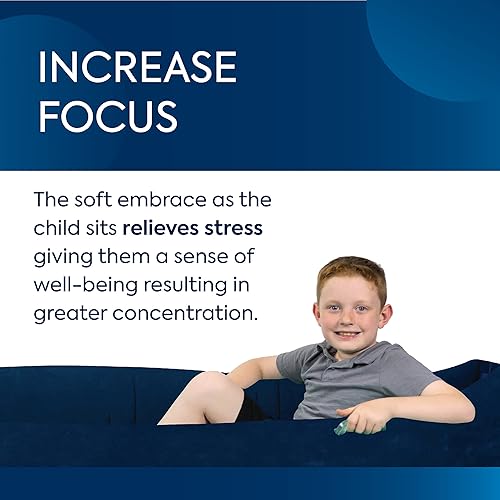 Vista 13 de Bouncyband - Silla sensorial Peapod mediana y cómoda, color azul de 60 pulgadas, divertida y inflable que proporciona alivio sensorial terapéutico