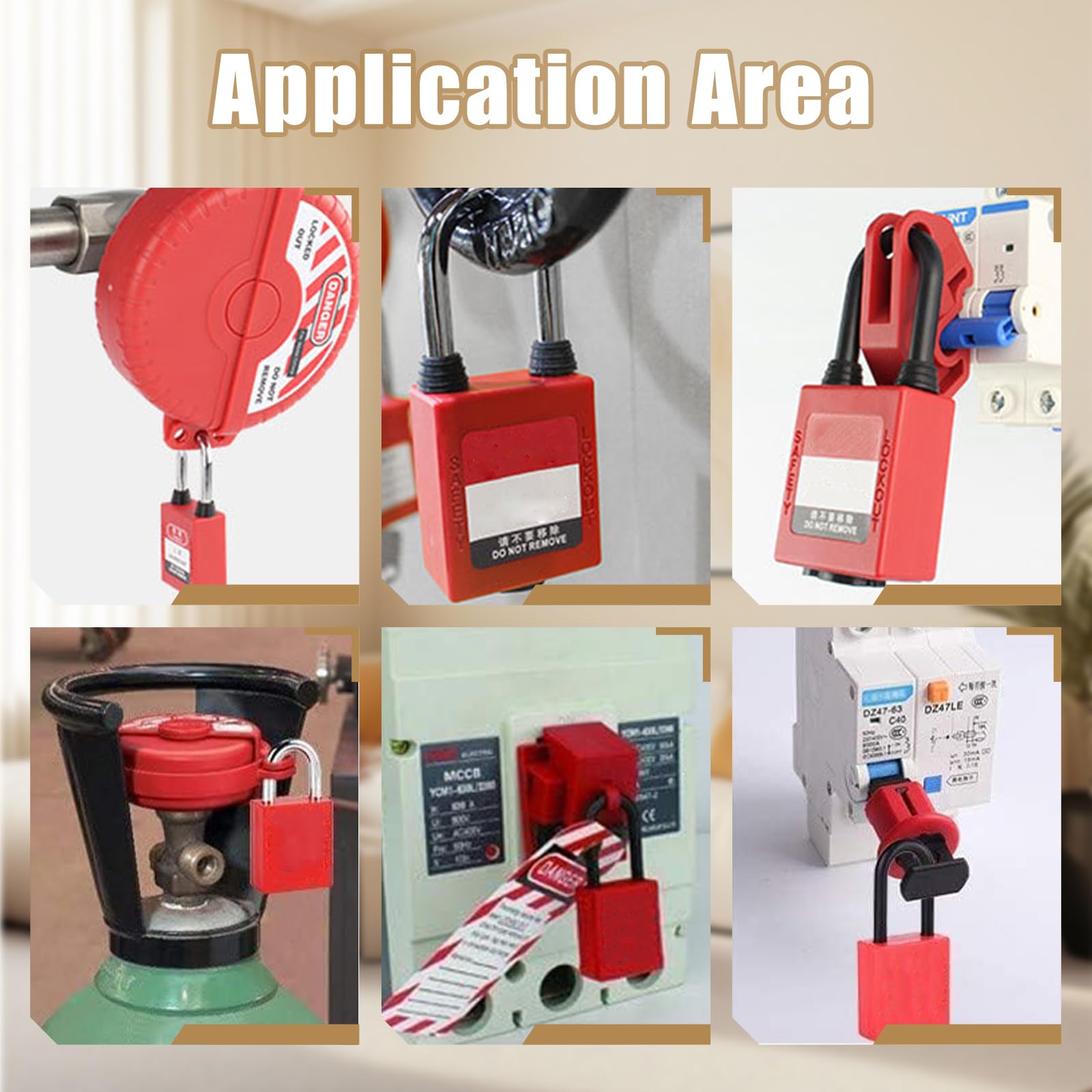 10 lucchetti Lockout in nylon, 38 mm, con chiave, lucchetto di sicurezza per stazioni e dispositivi (rosso)