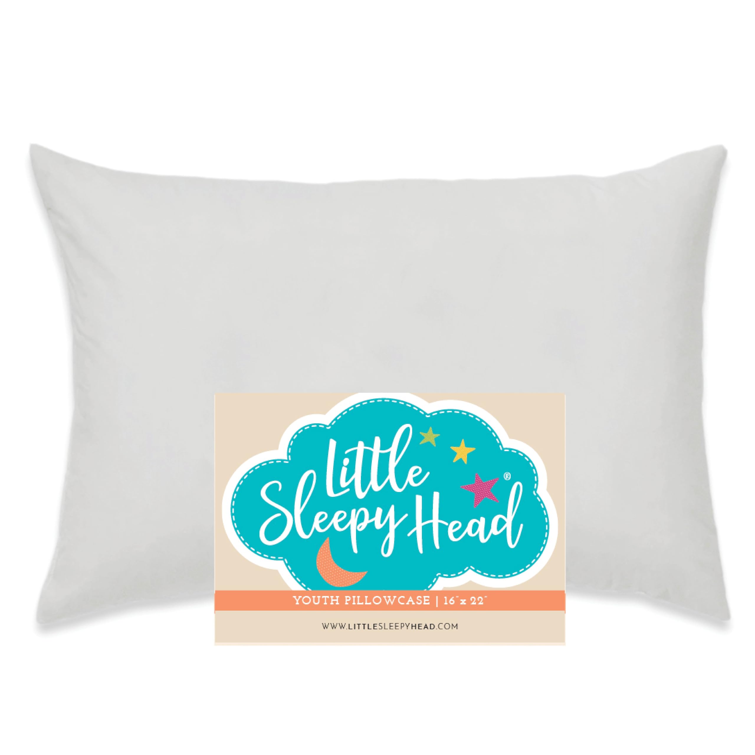 Little Sleepy Head Youth Pillow Case - 100% Made Cotton & Hypoallergenic Pillow Case - Snug Fit Envelope Pillowcase Enclosure - Youth Pillow 16x22