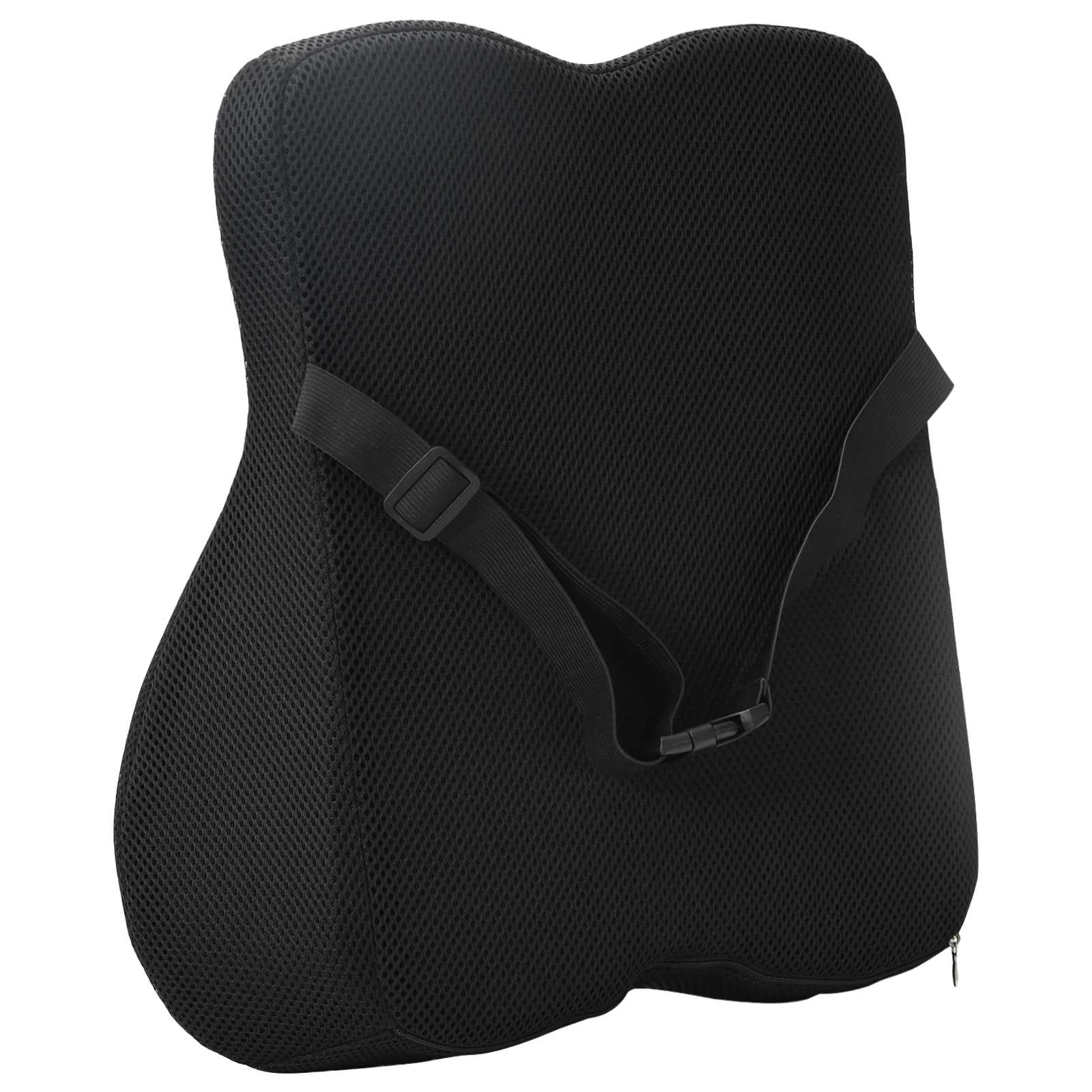 Cojín de respaldo negro de espuma viscoelástica, 40 x 40 x 11 cm, material de malla transpirable con funda extraíble para silla, sofá, cama, apoyo lumbar