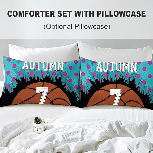 Miniatura 5 de Juego de edredón de baloncesto para niños, adolescentes y hombres, juego de ropa de cama de edredón de lunares de microfibra suave y ligera, tamaño