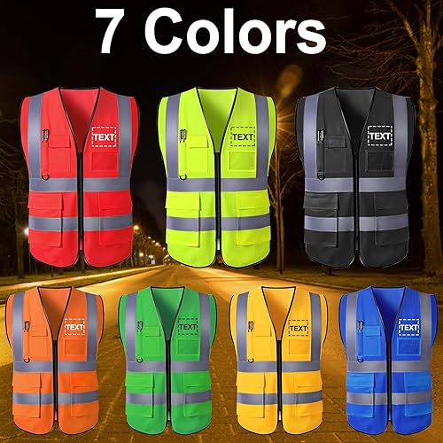 Miniatura 4 de Chaleco de seguridad personalizado para hombre, ropa de trabajo de protección reflectante con 5 bolsillos para seguridad de construcción, trabajos