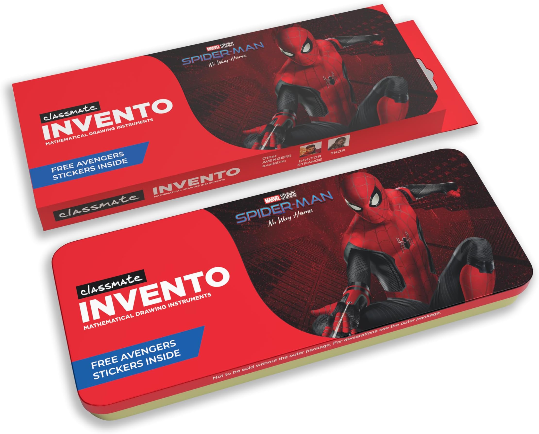 Invento Geometry Box - Limited Edition Avengers Theme | Switchable Compass Cum Divider | Die-Cast Instruments | Beveled Edge Protractor & Set-Square | Best Geometry Box for Kids
