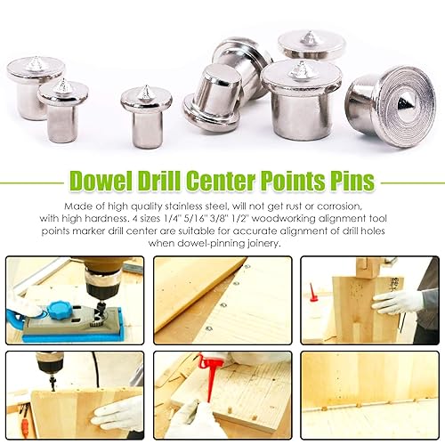 Miniatura 5 de Keadic Juego de 23 puntas y centro de espiga y brocas, pasador de puntos centrales de taladro + tope de profundidad de taladro + brocas de 18 316 14