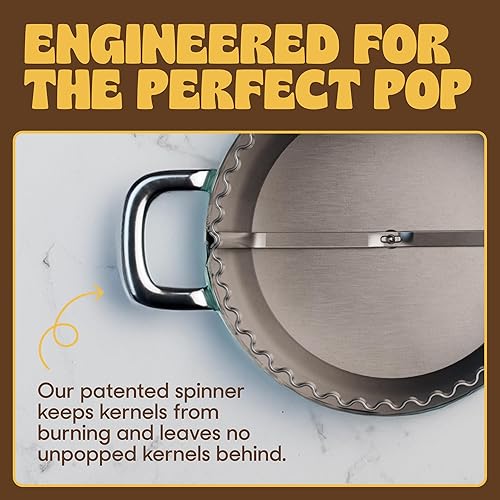 Miniatura 3 de Popsmith Popcorn Popper in Mint - Máquina de palomitas de maíz de 6 cuartos de galón - Máquina de palomitas de maíz de acero inoxidable compatible