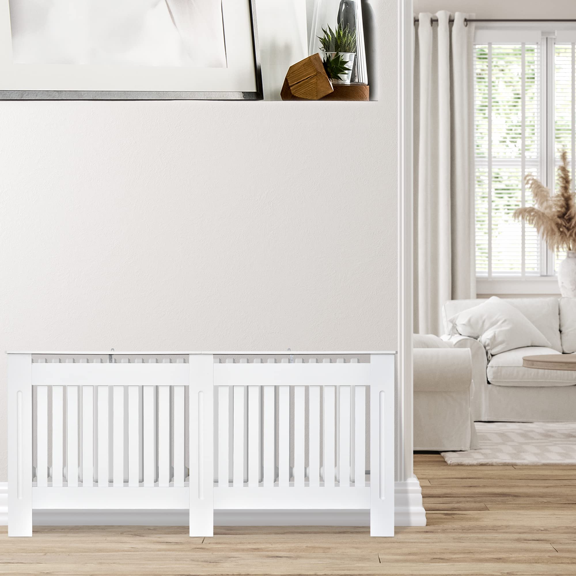 HOMCOM Cubre Radiadores Cubierta de Radiador Moderna 172x19x81 cm Cubreradiador de MDF para Sala de Estar Dormitorio Blanco