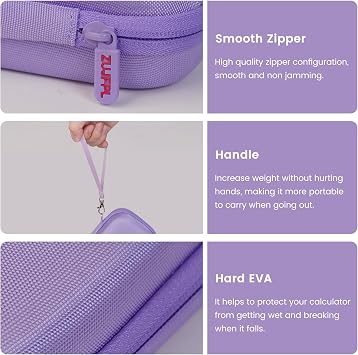 EVA Hard Case Compatible with Texas Instruments TI-Nspire CX II/TI-NSPIRE CX-II CAS,Portable Case for TI-84 Plus/TI-84 Plus CE/TI-83 Plus/TI-85/TI-89 Color Graphing Calculator. (Light Purple)