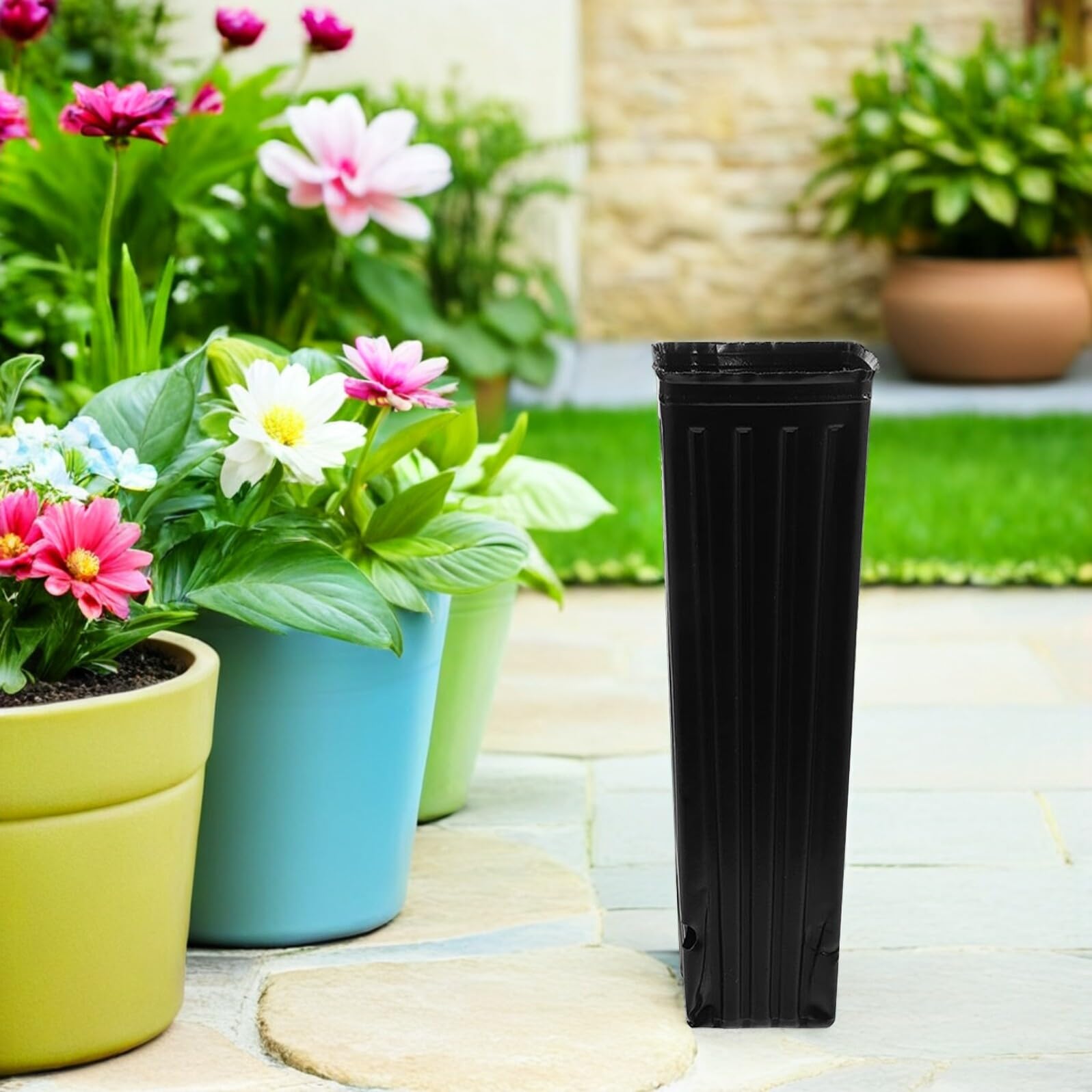 Mipcase Pots de Pépinière en Plastique Noir 10X30 CM 80 Pièces Pots Profonds Drainage pour Culture de Plantes Fleurs et Succulentes en Extérieur Contenants Réutilisables Réutilisable