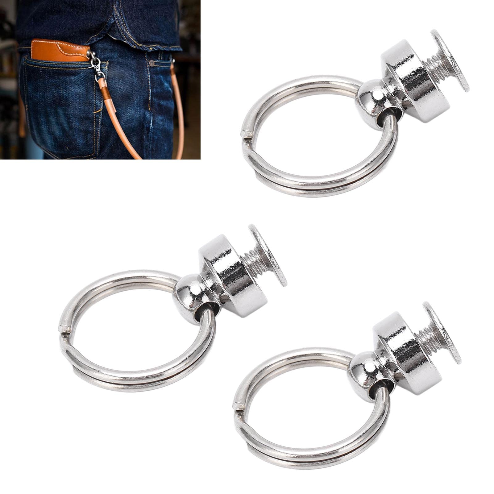 Juego de 100 Remaches de Cabeza Redonda con Anillo de Tracción, Remaches de Tornillo para Manualidades de Cuero, Remaches de Cabeza Redonda de Metal para Decoración de Bolsos de
