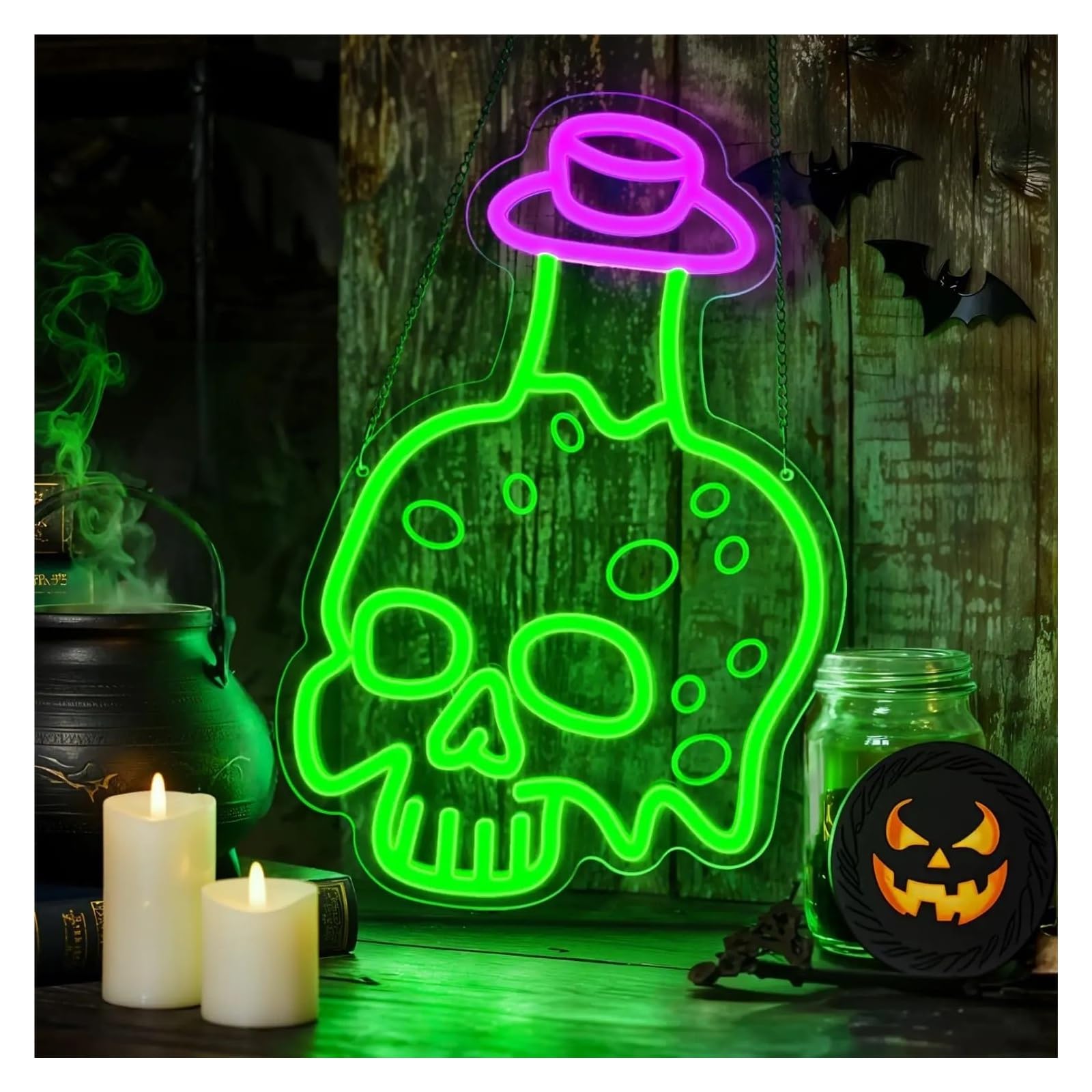 RONGCH Hanging Art Signs Skull Neon Sign Wall Art Decoration for Gameroom Bedroom Livingroom Bar Party 37x26cm