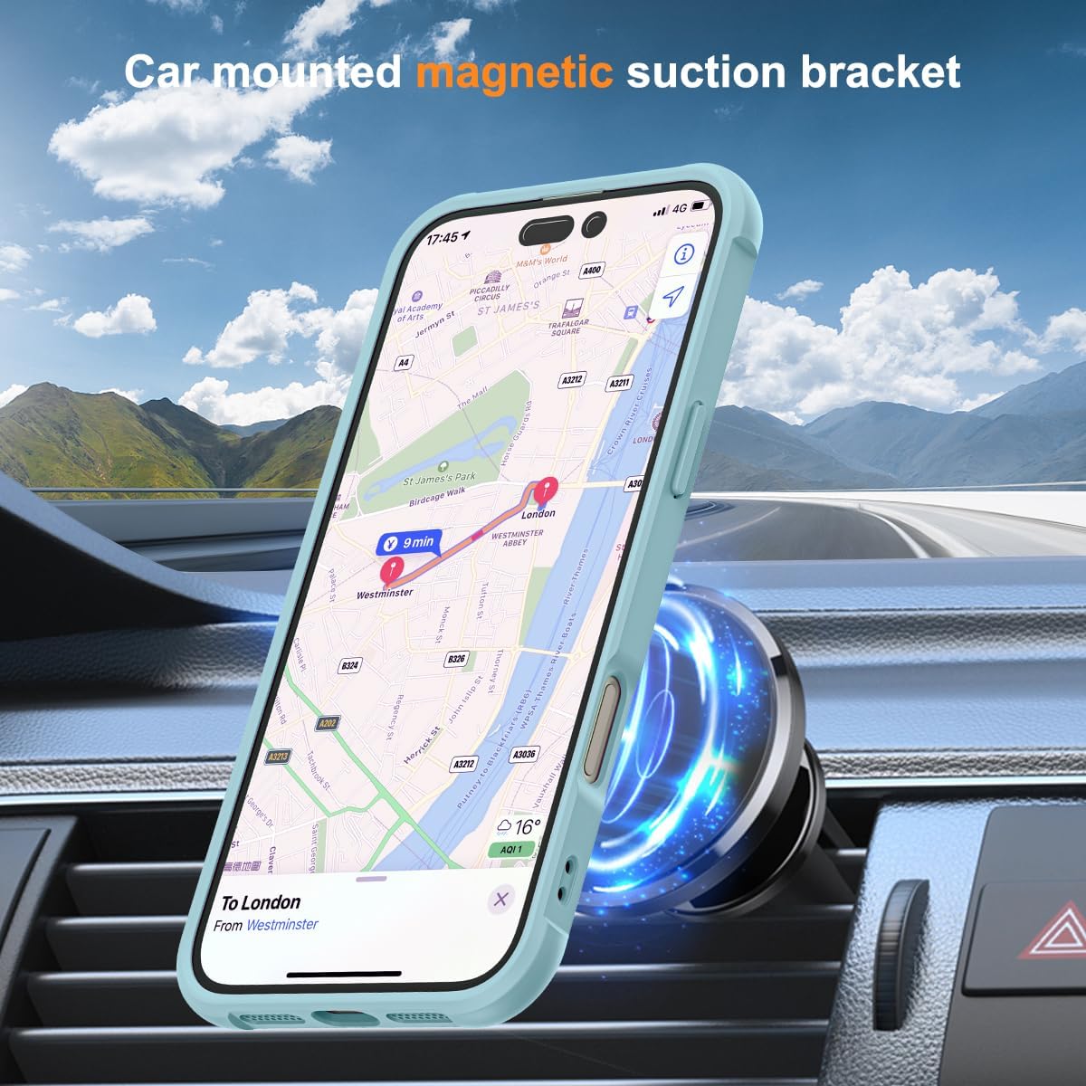 Compatible with iPhone 17 Case with Invisible Magnetic O-Ring Stand Military-Grade Translucent Phone Case for iPhone 17 6.3" [Compatible with Mag-Safe][Great Grip Feeling], Blue - Image 4