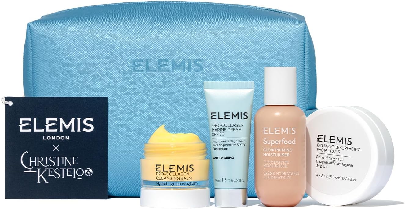 Christine’s Elemis Favorites Kit ($147 Value) - Amazon Exclusive Gift Set, Travel Size Favorites, Make up Remover, Facial Pads, Makeup Primer