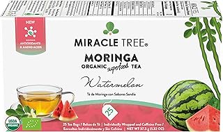 Miracle Tree - Organic Moringa Superfood Tea, 25 Individually Sealed Tea Bags, Watermelon (Keto, Detox, Energy & Immunity Booster, Vegan, Gluten-Free, Organic, Non-GMO, Caffeine-Free)