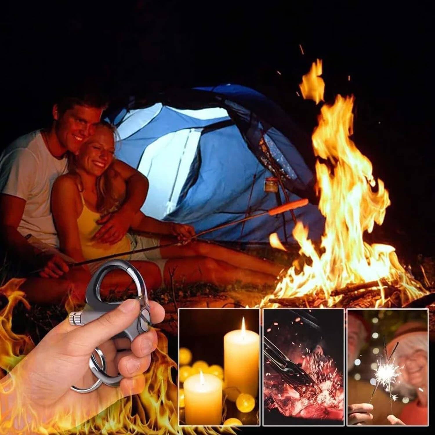 キーチェーン ライター 2025年発売 ライターキーチェーン 屋外用 車 自宅用 メタルマッチ ノベルティ メタルマッチキーホルダー