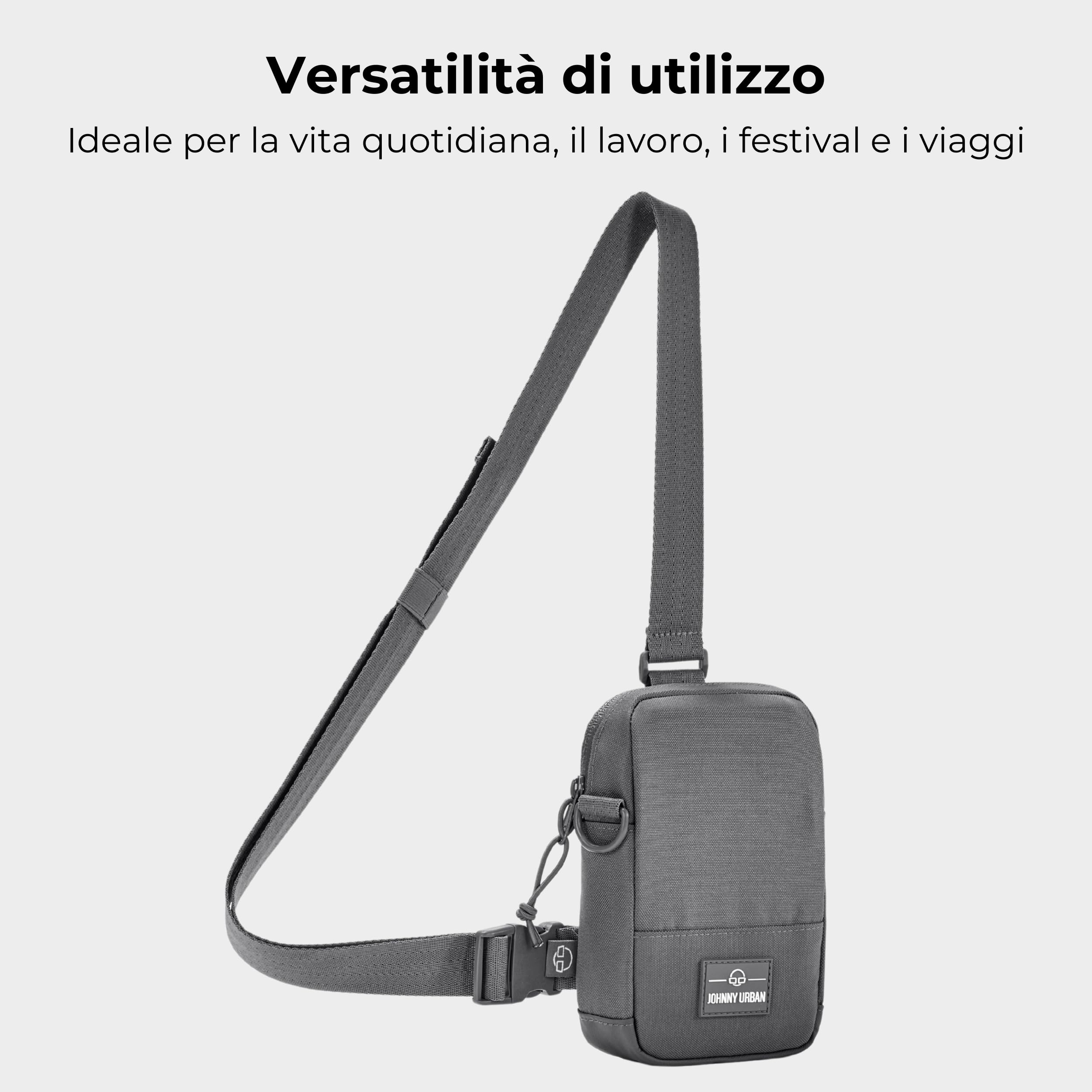 Johnny Urban Sling Bag Donna Uomo - Arthur - Borsa a Tracolla Monospalla per Travel, Festival, Escursionismo, Viaggio - Scompartimento per Cellulare, Chiavi, Portafoglio - Idrorepellente